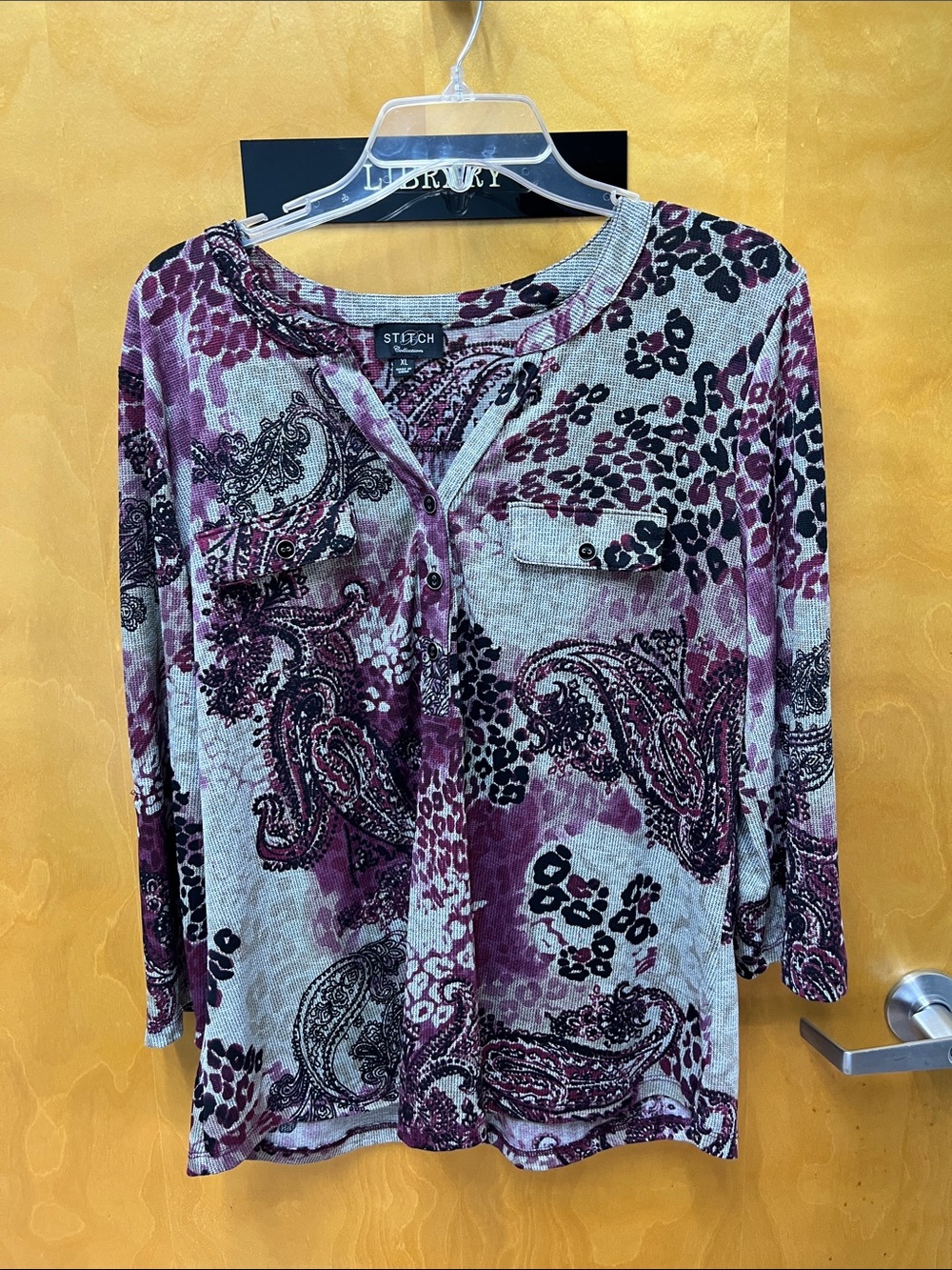 STITCH Collection Paisley Long Sleeve Tunic Purple XL